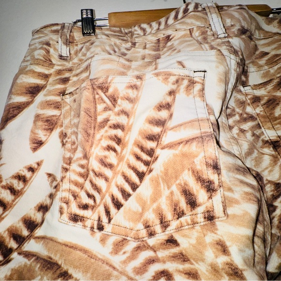 Lauren Ralph Lauren Feather Print Boho Safari Pants Beige Brown 16 velvet soft - Picture 6 of 10